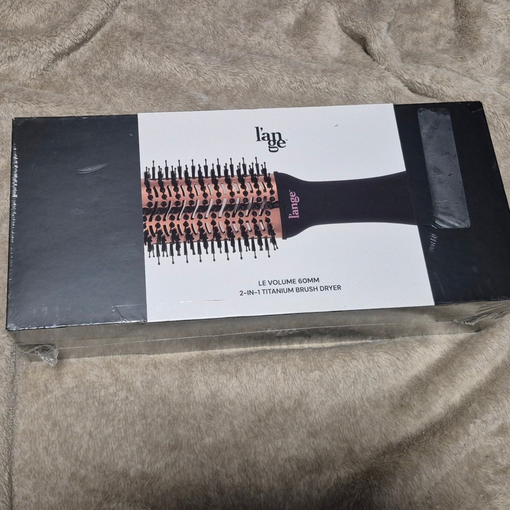 L'ange Le Volume 60mm 2-in-1 Titanium Brush Dryer Black Blowout Styler NEW